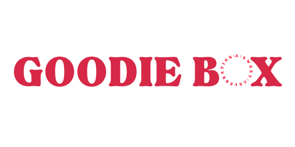 Main Logo of The Goodie Box - A sweet celebration Red with transparent background