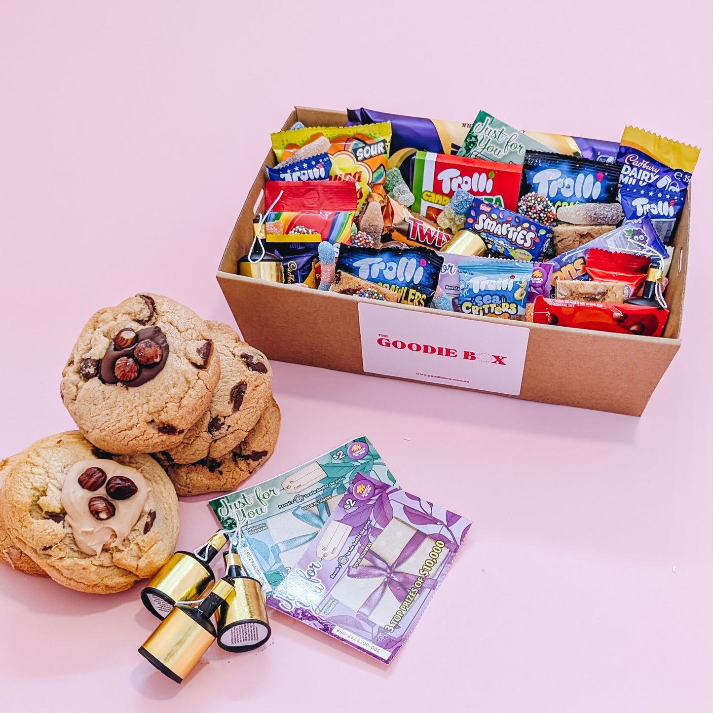 Birthday Cookies and Sweet Treats Dessert Box with assorted chocolates and lollies from The Goodie Box