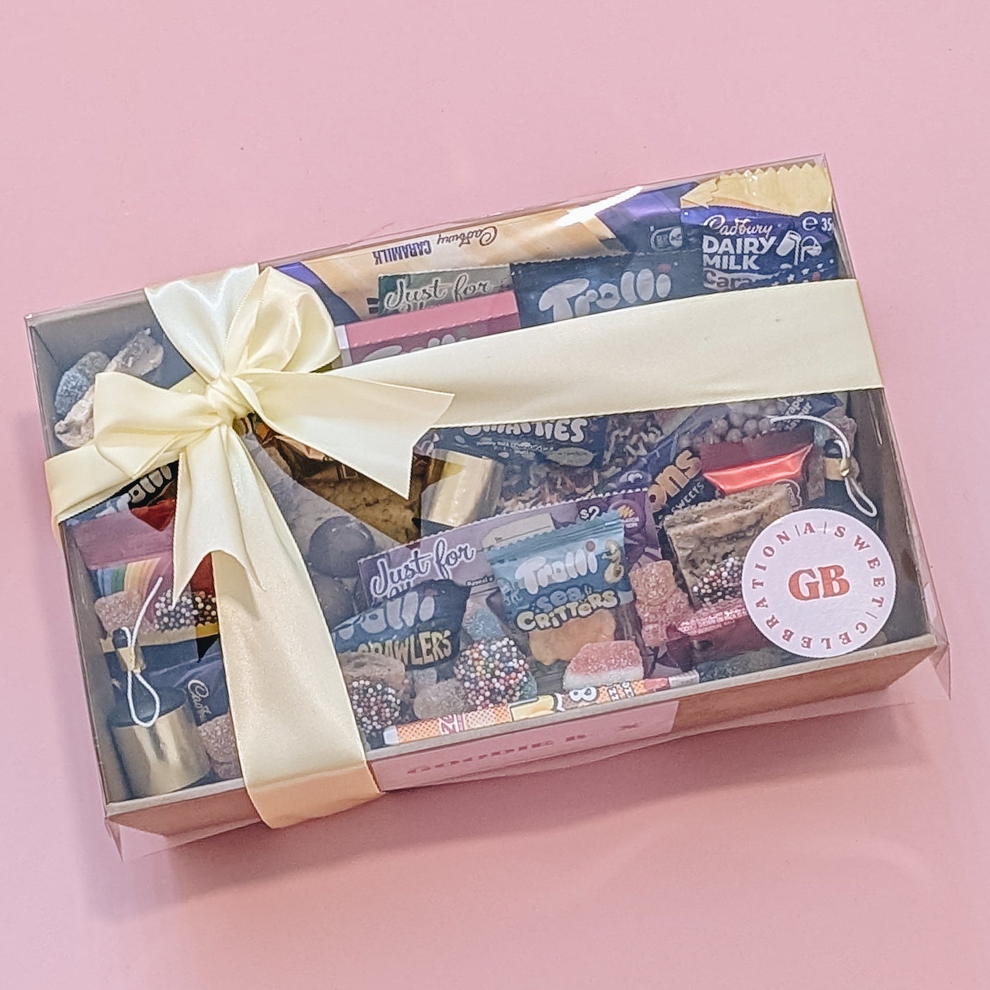 Non-alcoholic Birthday Snack Box filled with loaded cookies, chocolates, and colorful sweets from The Goodie Box Perth