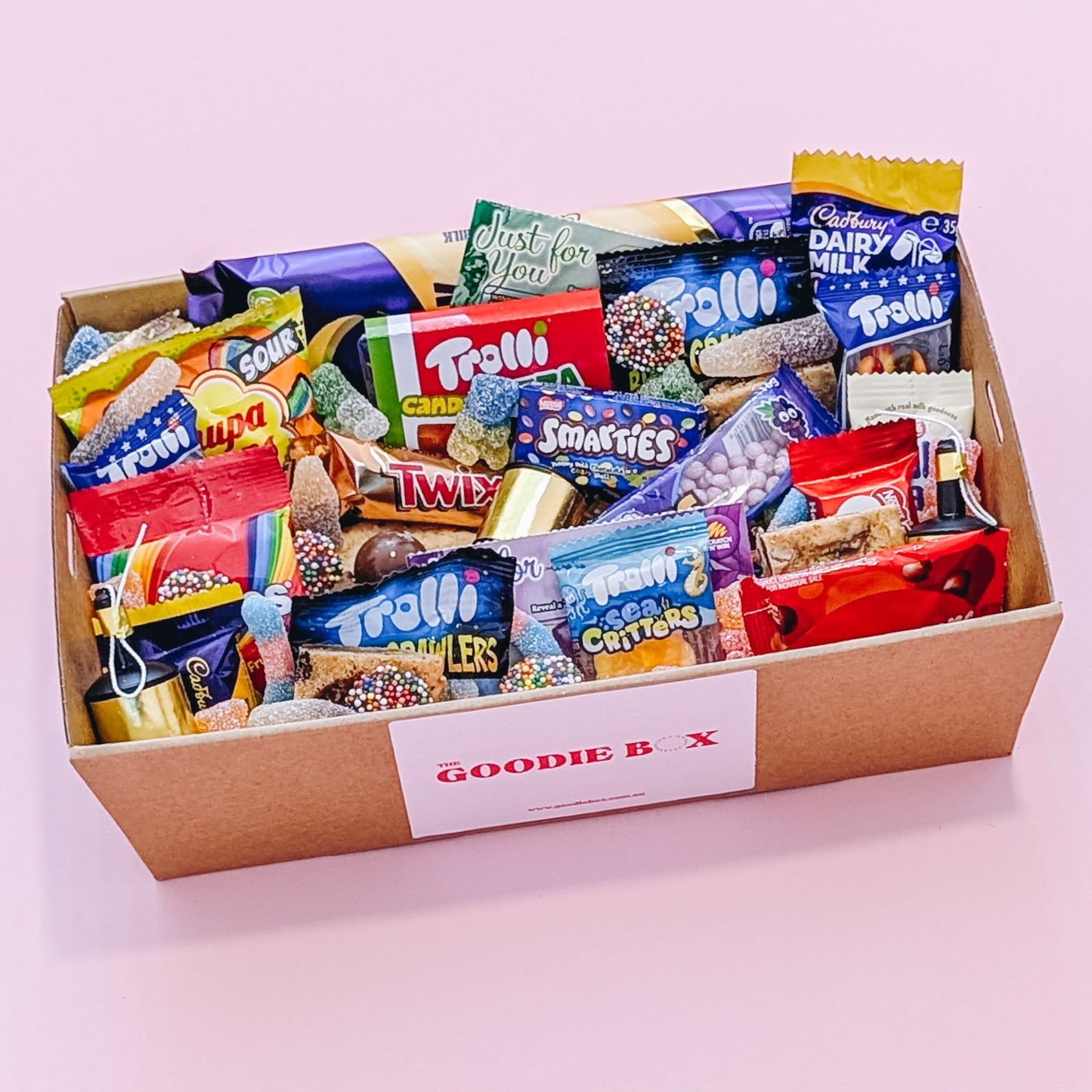 Celebration Dessert Box with assorted sweets, lollies, and party poppers by The Goodie Box, perfect for birthdays