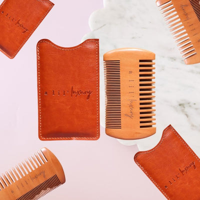 Wooden Beard Comb & Case