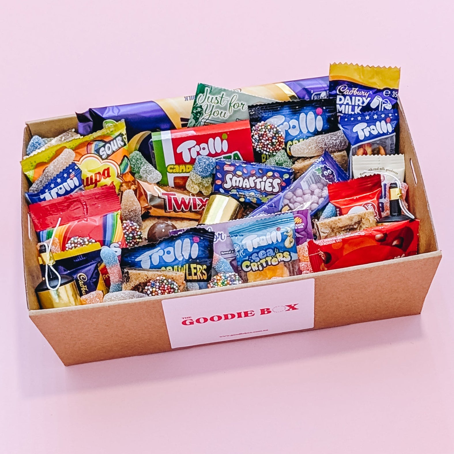 Celebration Dessert Box with assorted sweets, lollies, and party poppers by The Goodie Box, perfect for birthdays