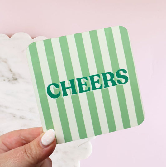 "Cheers" Stripy Drinks Coaster
