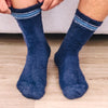Men's Navy Stripe Fuzzy Bed Socks