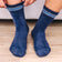Men's Navy Stripe Fuzzy Bed Socks