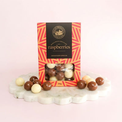 Milk and White Chocolate Raspberries