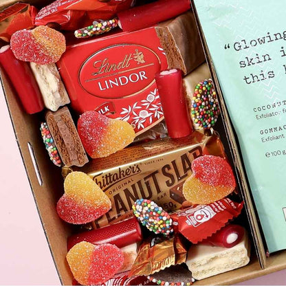 Pamper Hamper for Her wrapped with bow — The Goodie Box Perth gift delivery